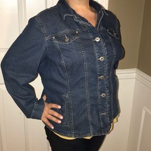 Avenue Denim Jacket w/ ruffle detail